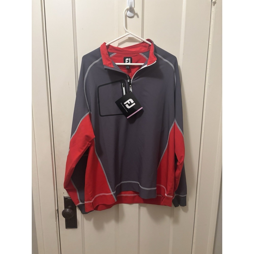 Footjoy Wind Shell Mid Layer 1/2 Zip Mens Large Pullover 1/4 Red Stretch NWT